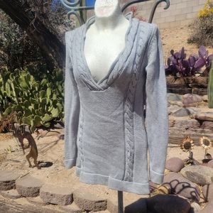 Gray Long Cable Knit Long Sleeve